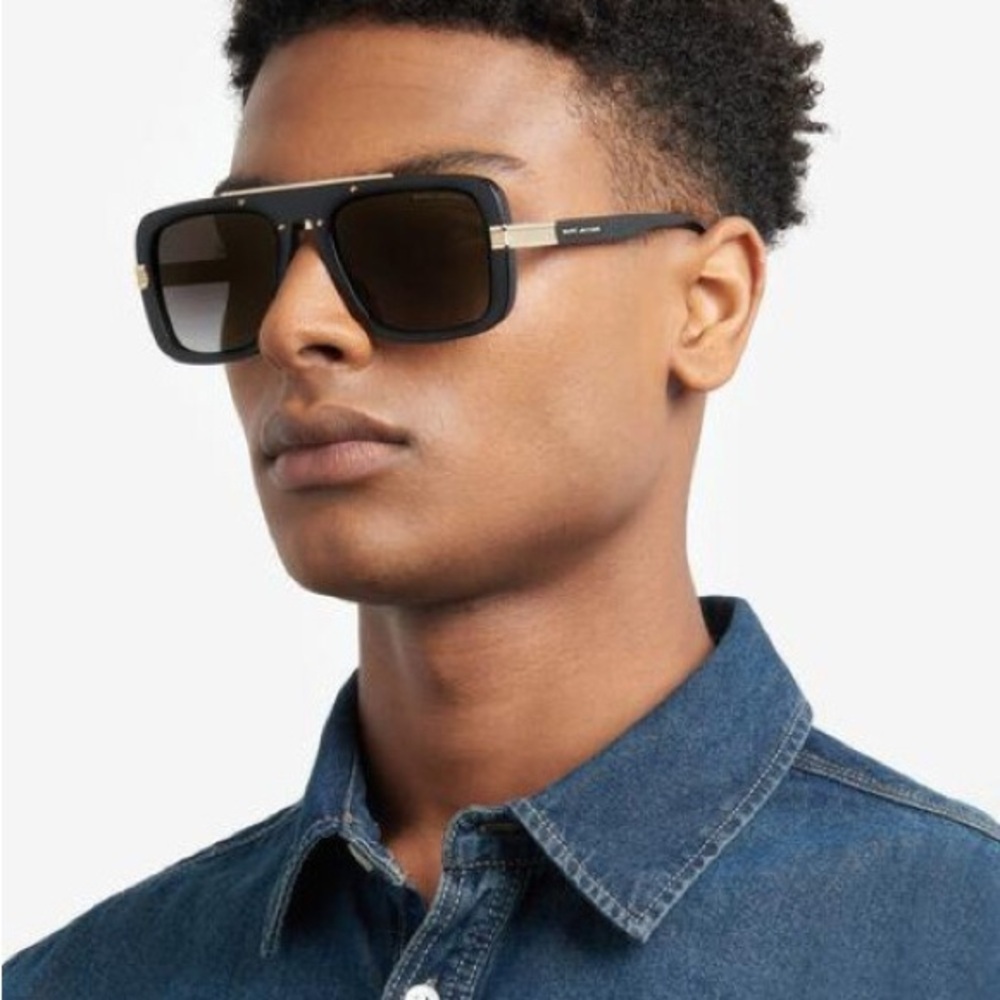 Marc Jacobs Black and Gold Square Aviator Unisex Sunglasses
